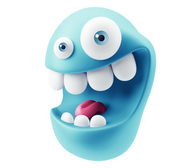 Poster - Laughing Emoji Cartoon. 3d Rendering.