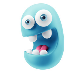 Poster - Funny Emoticon Character Face Expression. 3d Rendering.