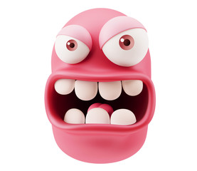 Fototapete - Angry Emoticon Face. 3d Rendering.