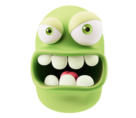 Fototapete - Angry Emoticon Face. 3d Rendering.
