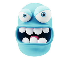 Fototapete - Angry Emoticon Face. 3d Rendering.