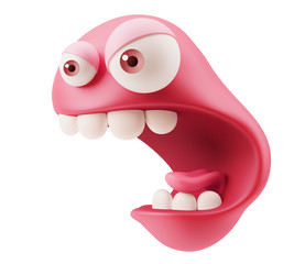 Fototapete - Angry Emoticon Face. 3d Rendering.