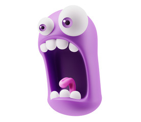 Fototapete - Scream Emoticon Character Face Expression. 3d Rendering.