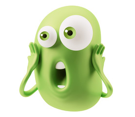 Poster - Surprised Emoticon Face. 3d Rendering.