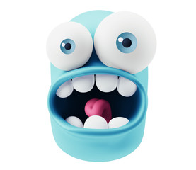 Poster - Scary Emoji Cartoon. 3d Rendering.