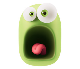 Fototapete - Scream Emoticon Character Face Expression. 3d Rendering.