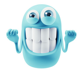 Fototapete - Happy Smiley Emoticon Face. 3d Rendering.