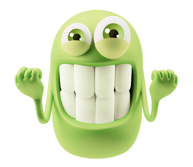 Fototapete - Funny Emoticon Character Face Expression. 3d Rendering.
