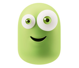 Fototapete - Smiley Emoticon Character Face Expression. 3d Rendering.