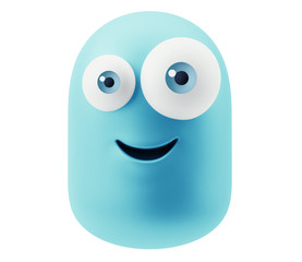 Fototapete - Smiley Emoticon Character Face Expression. 3d Rendering.