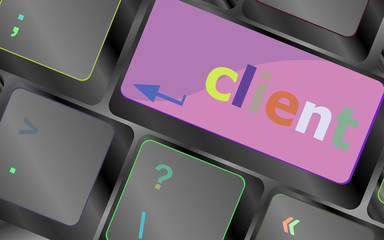 Poster - customers service concept. button on modern computer keyboard with word clients on it vector keyboar