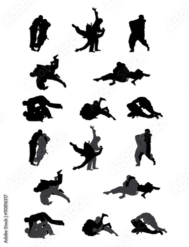 Dekoracja na wymiar  sylwetki-wektorow-zapasnikow-jiu-jitsu-i-judo