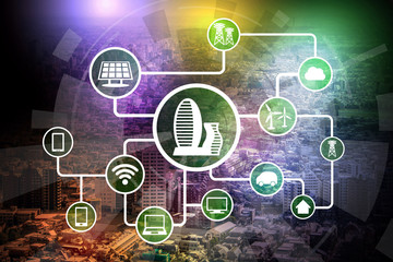 Poster - smart city, smart building, smart grid, abstract image visual