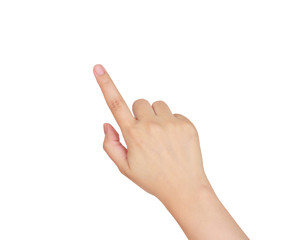 female hand touching, pointing to something