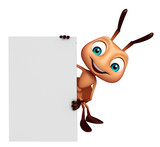 Fototapeta  - cute Ant cartoon character with white board