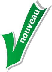Poster - New word on green check mark symbol and icon for approved design concept and web graphic on white background.