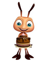 Sticker - Ant cartoon character with cake