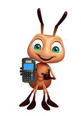 Canvas Print - cute Ant cartoon character with swap machine