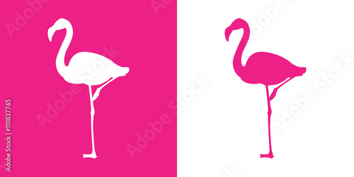 Icono plano flamingo con color rosa Canvas Print