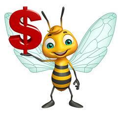 Sticker - Bee cartoon character with doller sign