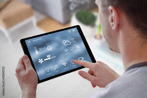 Fotografia Smart home control on tablet