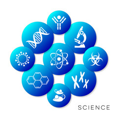 Modern blue vector science buttons