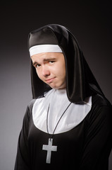 Sticker - Funny man wearing nun clothing