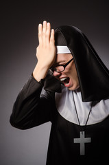 Wall Mural - Funny man wearing nun clothing