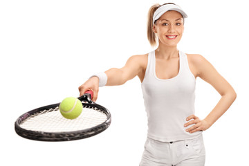 Cheerful female tennis player