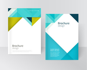 Wall Mural - brochure, leaflet, flyer, cover template. modern geometric abstract background blue & green triangle