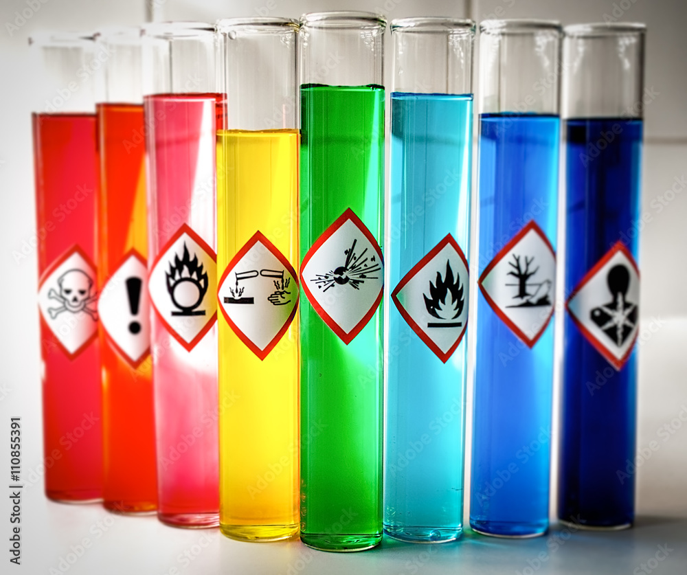 Aligned Chemical Danger pictograms - Explosive - obrazy, fototapety, plakaty 