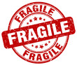 fragile red grunge round vintage rubber stamp