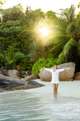 Wall Mural - a beautiful woman in the paradise
