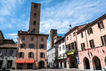 Square And Towers In Alba, Italy
