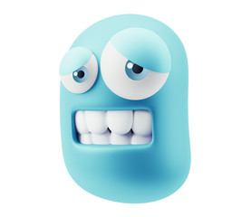 Fototapete - Funny Emoticon Character Face Expression. 3d Rendering.