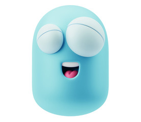 Fototapete - Funny Emoticon Character Face Expression. 3d Rendering.
