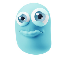 Poster - Pouting Sad Expression Emoticon Character. 3d Rendering.