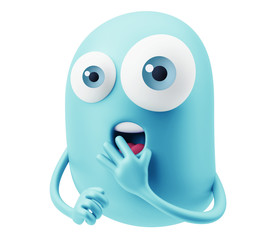 Fototapete - Surprised Emoticon Character. 3d Rendering.