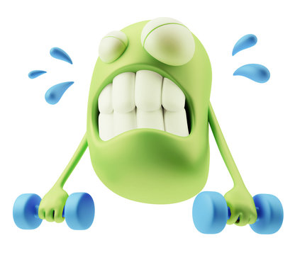 GYM  Emoticon Face. 3d Rendering.
