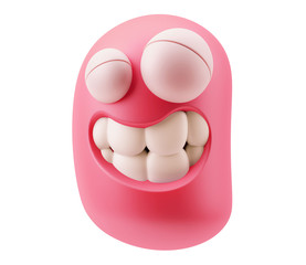 Fototapete - Big Smile Funny Emoticon Character Face Expression. 3d Rendering