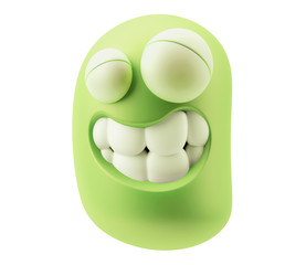 Fototapete - Big Smile Funny Emoticon Character Face Expression. 3d Rendering