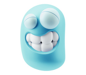 Fototapete - Big Smile Funny Emoticon Character Face Expression. 3d Rendering