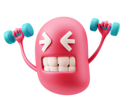 GYM  Emoticon Face. 3d Rendering.