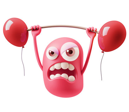 GYM  Emoticon Face. 3d Rendering.
