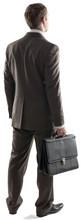 Back View Of Businessman Standing With Briefcase