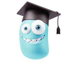 Fototapete - Graduation Emoji Cartoon.  3d Rendering.