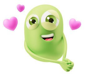Fototapete - Love Emoticon Face. 3d Rendering.