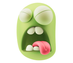 Poster - Disgust Emoticon Face. 3d Rendering.