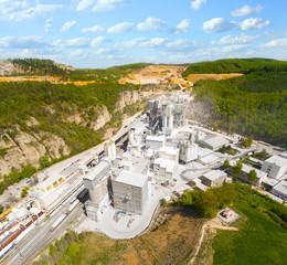 Sticker - Aerial view of old lime works. Biggest Czech limestone quarry Devil's Stairs - Certovy Schody. Aerial view of industrial landscape after mining. Industry and environment in Czech Republic, Europe. 