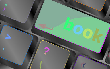 Poster - Book button on keyboard keys - business concept vector keyboard key. keyboard button. Vector illustration